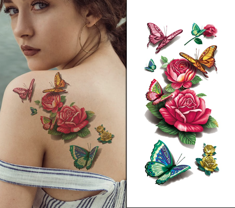 Mixed Butterflies & Flowers Pack - Temporary Tattoo