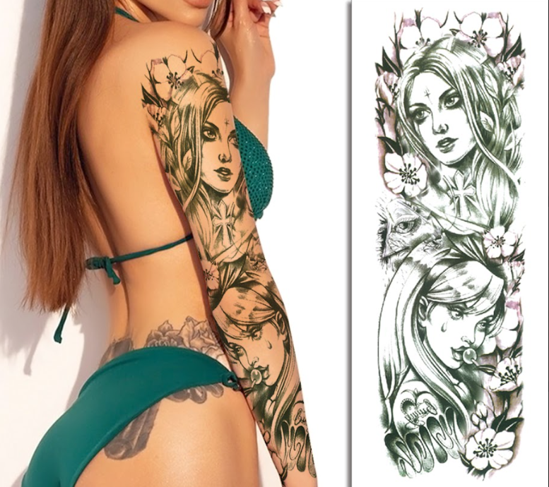 (Full Sleeve) Artistic Crying Ladies- Temporary Tattoo
