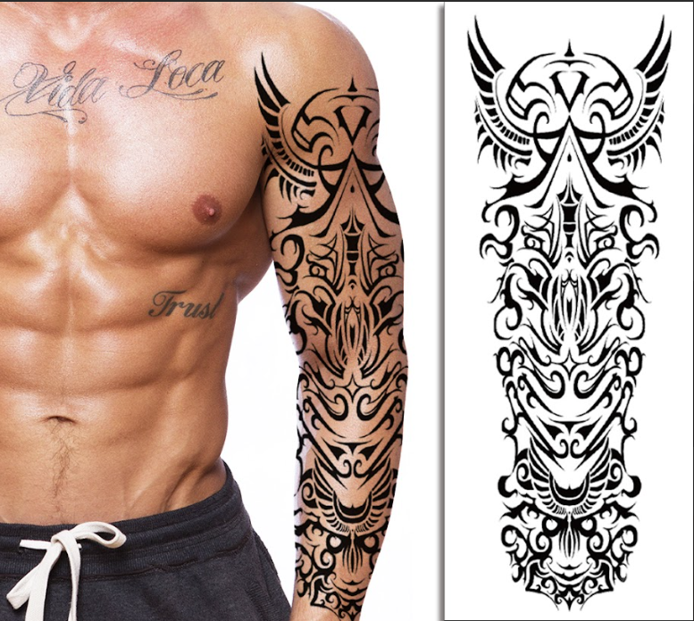 (Full Sleeve) Classic Tribal - Temporary Tattoo