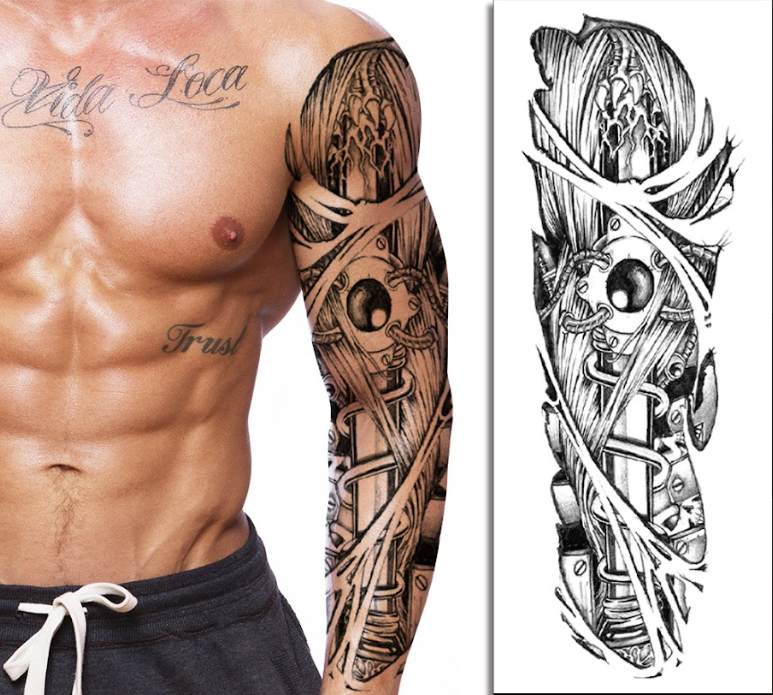 (Full Sleeve) Realistic Sword - Temporary Tattoo