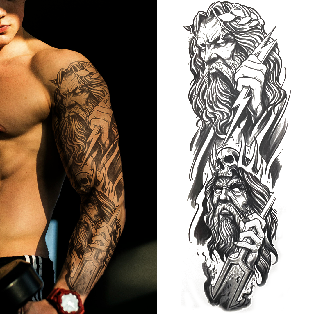 (Full Sleeve) Zeus Lightening - Temporary Tattoo