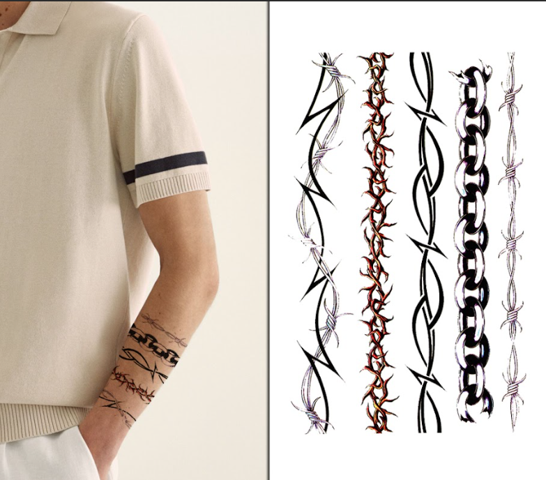 (Half Sleeve) 5 Arm Bands - Temporary Tattoo