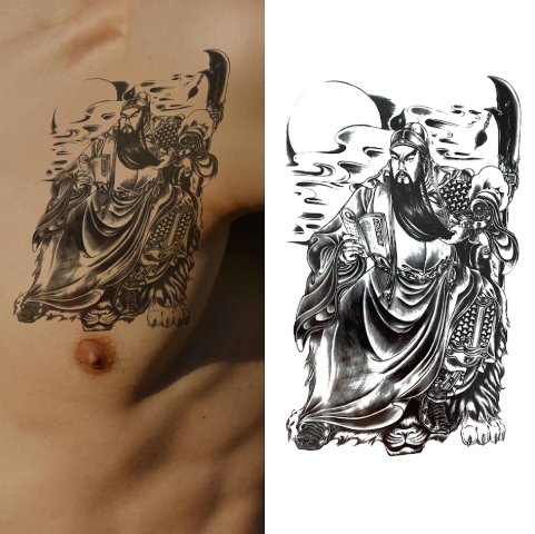 (Half Sleeve) Chinese Emperor - Temporary Tattoo