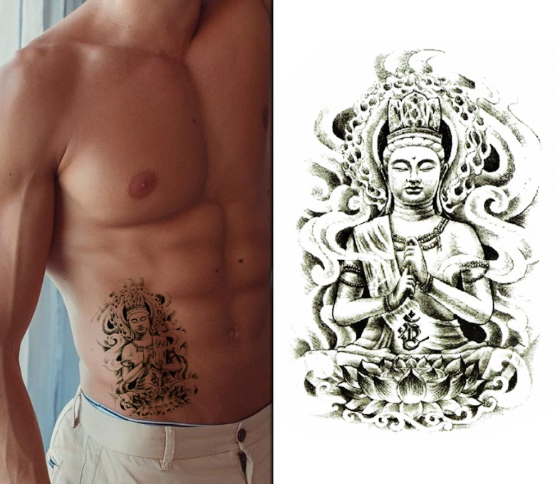 (Half Sleeve) Classic Buddha - Temporary Tattoo