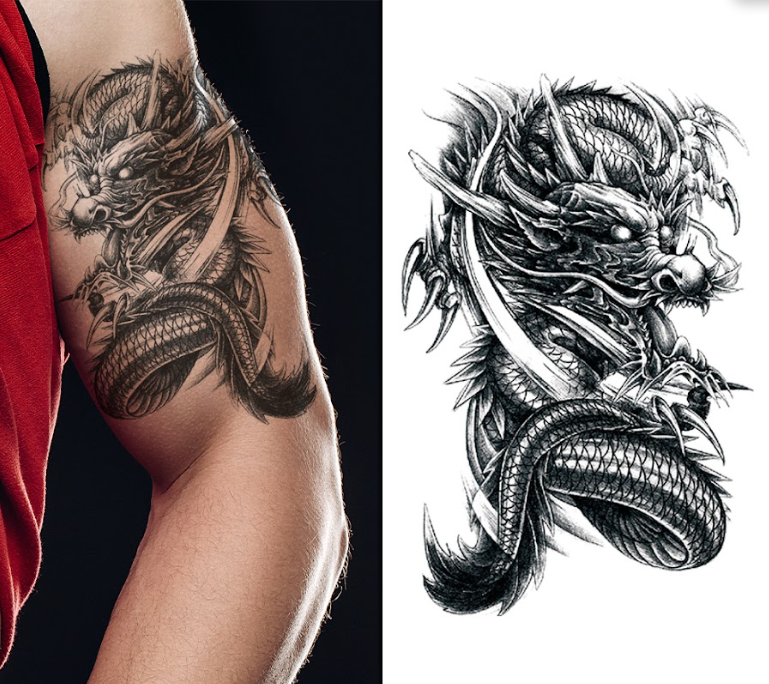 (Half Sleeve) Classic Dragon - Temporary Tattoo