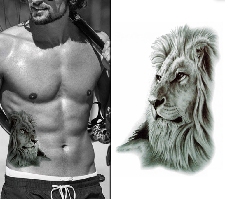 (Half Sleeve) Classic Lion - Temporary Tattoo