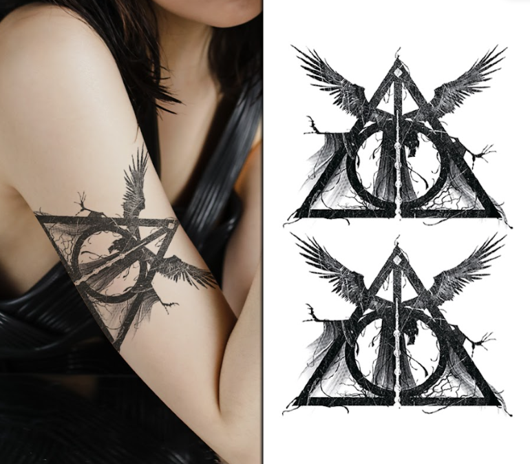 (Half Sleeve) Demonic Winged Figure - Temporary Tattoo