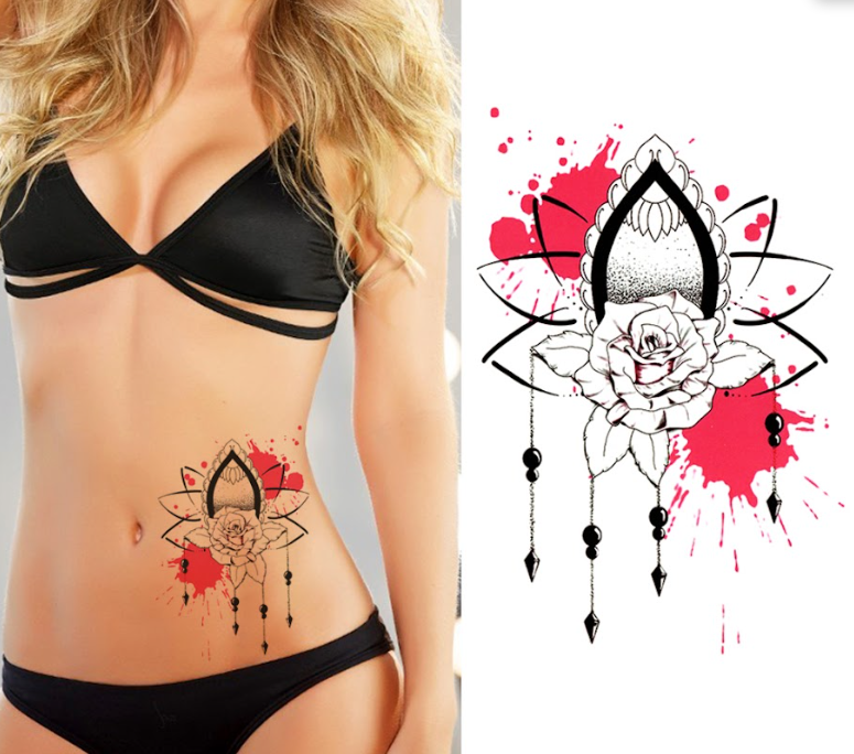 (Half Sleeve) Dreamcatcher Pink Splash - Temporary Tattoo
