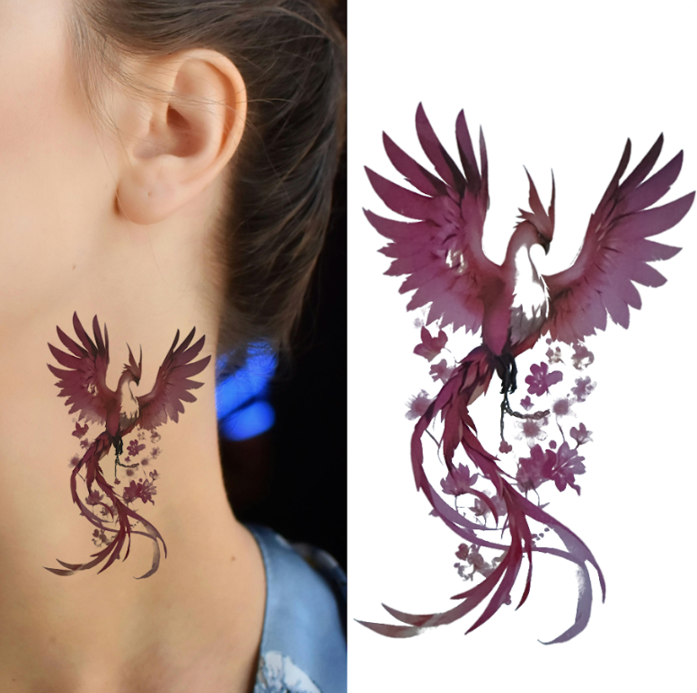 (Half Sleeve) Phoenix Pink - Temporary Tattoo