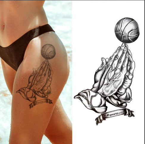 (Half Sleeve) Praying Basketball Hands - Temporary Tattoo