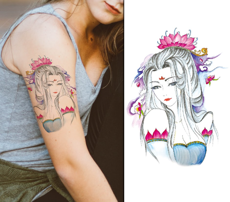 (Half Sleeve) Princess Flower - Temporary Tattoo
