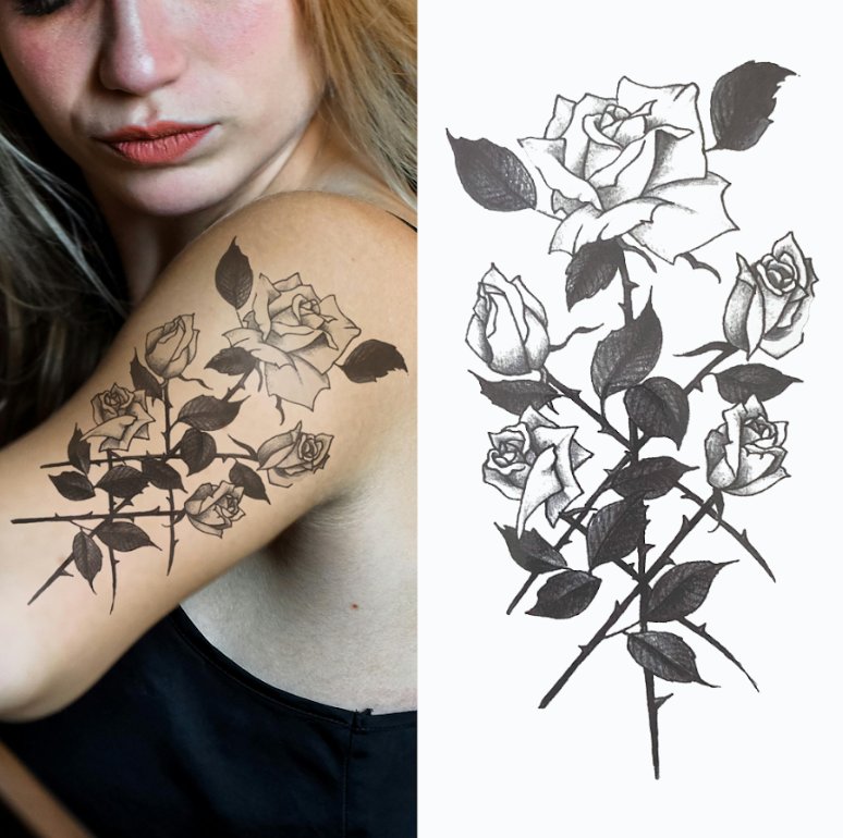 (Half Sleeve) Roses v1 - Temporary Tattoo
