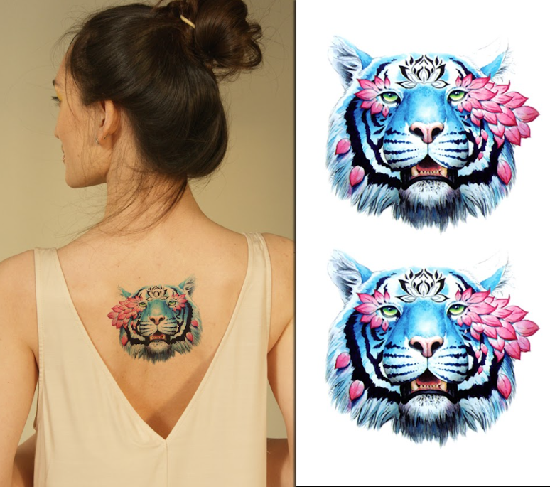 (Half Sleeve)The Blue Tigers - Temporary Tattoo
