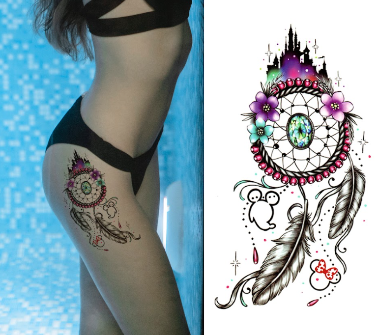 Half Sleeve Black Fancy Dreamcatcher Tattoo for Women – Easy to Apply & Long Lasting | Temporary Tattoo