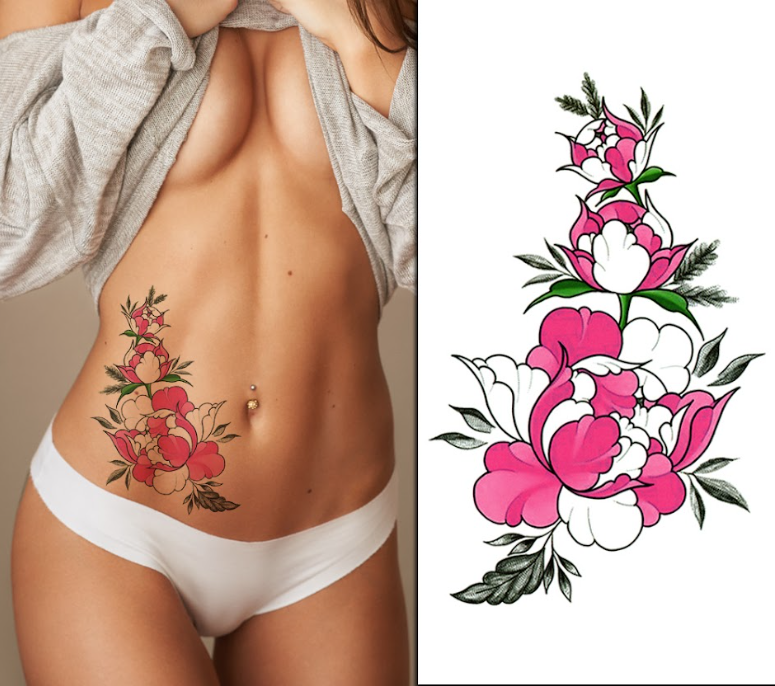 (Half Sleeve) The Purple Flowers - Temporary Tattoo