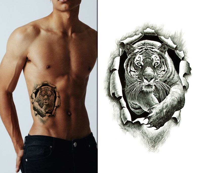 (Half Sleeve) The Tiger - Temporary Tattoo