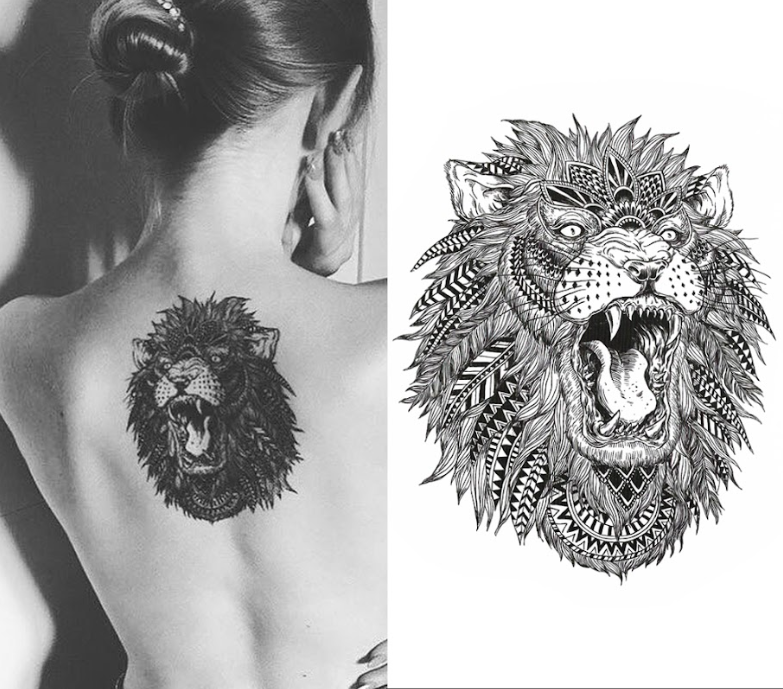 (Half Sleeve) Tribal Lion - Temporary Tattoo