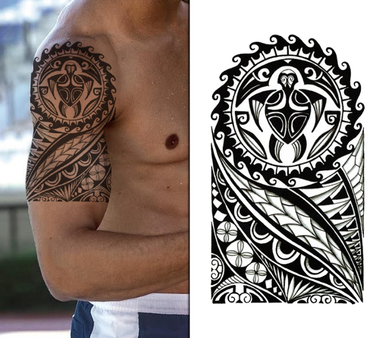 (Half Sleeve) Tribal Sleeve - Temporary Tattoo