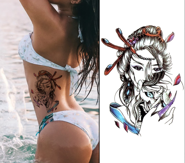 (Half Sleeve) Warrior Woman - Temporary Tattoo