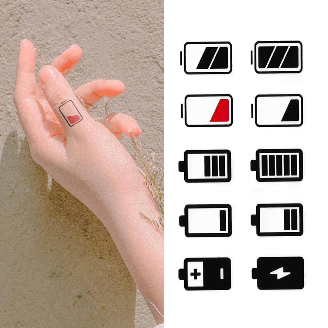 Mixed Battery Power Icons - Temporary Tattoo