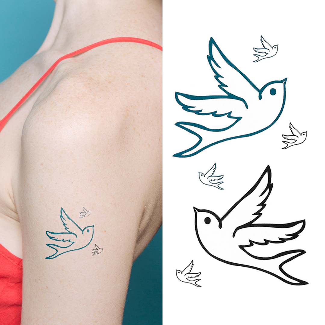 Mixed Doves - Temporary Tattoo
