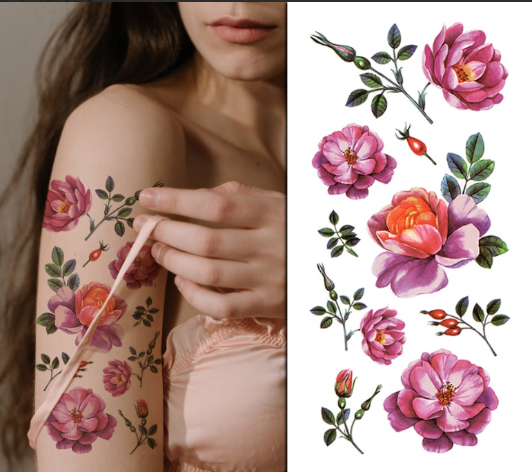 Mixed Purple Flowers Pack - Temporary Tattoo