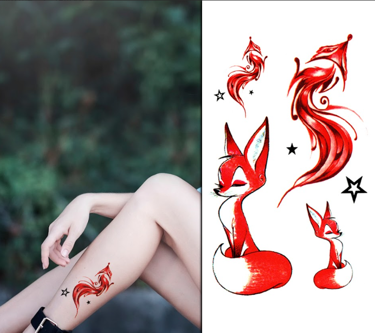 Mixed Red Foxes Pack - Temporary Tattoo