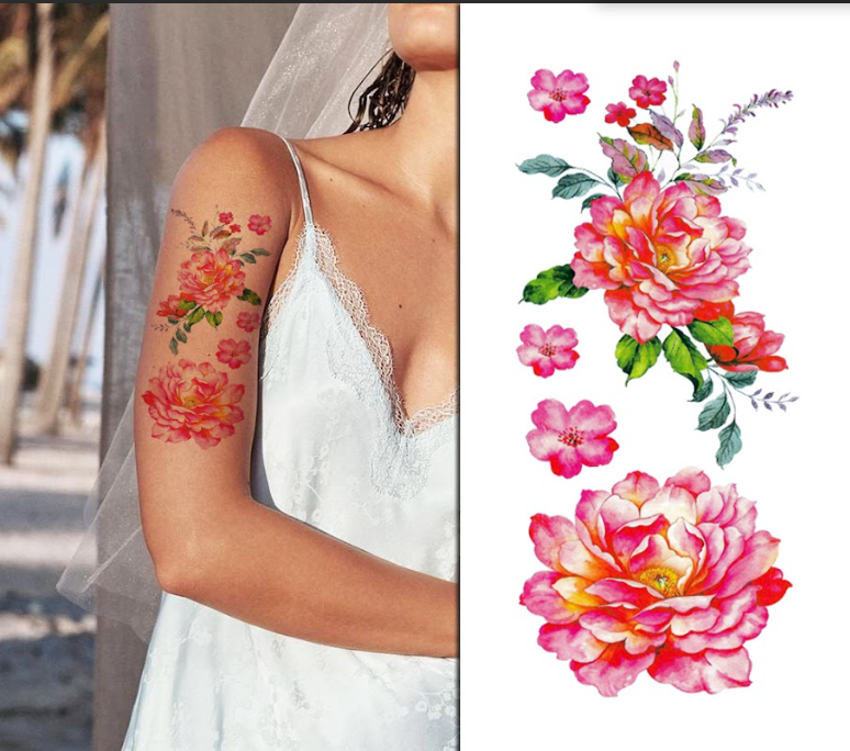 Mixed Timeless Pink Flowers Pack - Temporary Tattoo