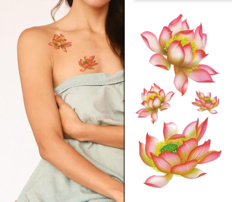 Mixed Yellow Pink Flowers Pack - Temporary Tattoo