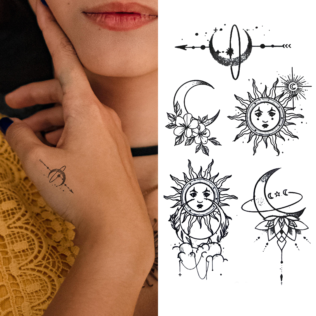 Mixed Sun and Moons - Temporary Tattoo