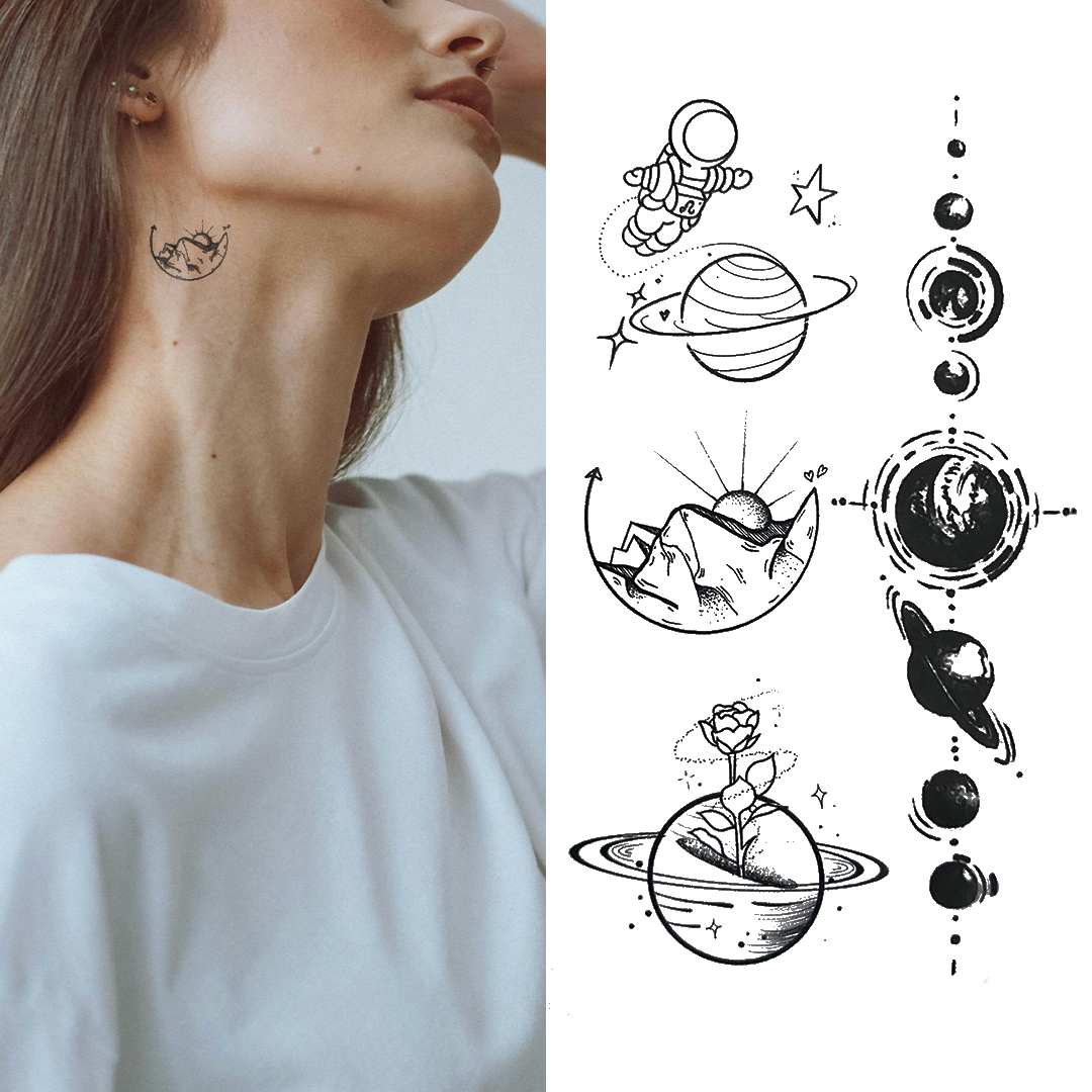 Mixed Planets v2 - Temporary Tattoo