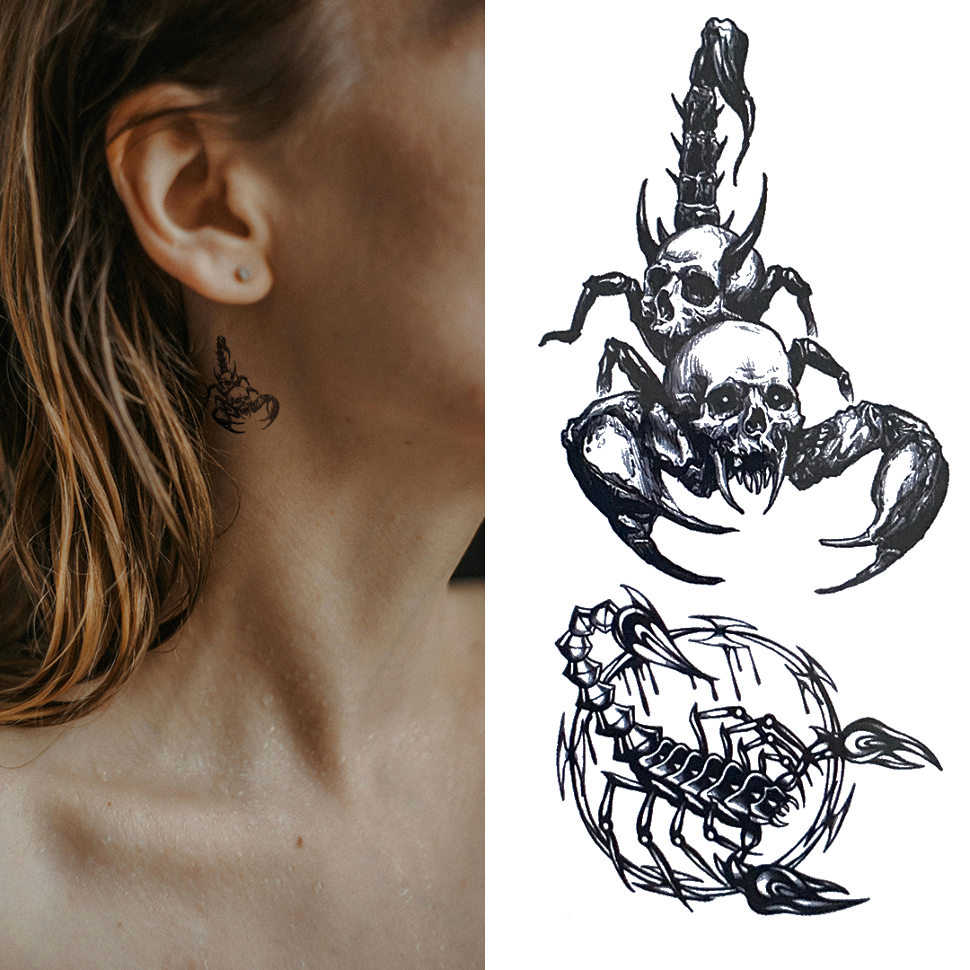 Skull Crab & Scorpion - Temporary Tattoo