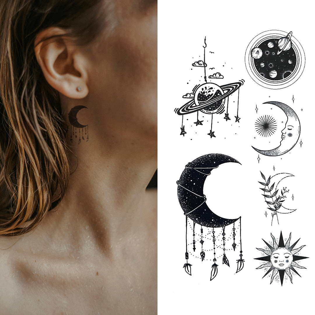 Mixed Planets v3 - Temporary Tattoo