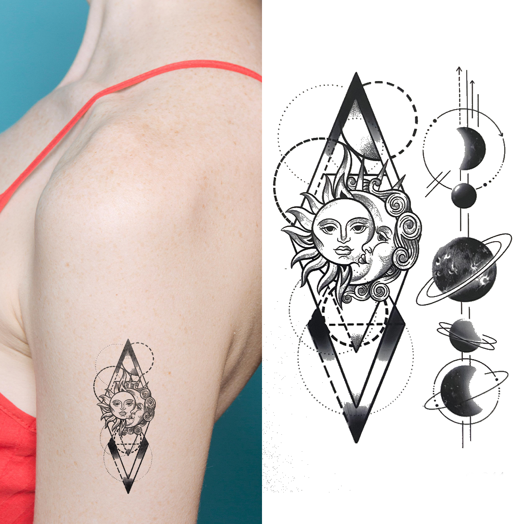 Sun and Moons - Temporary Tattoo
