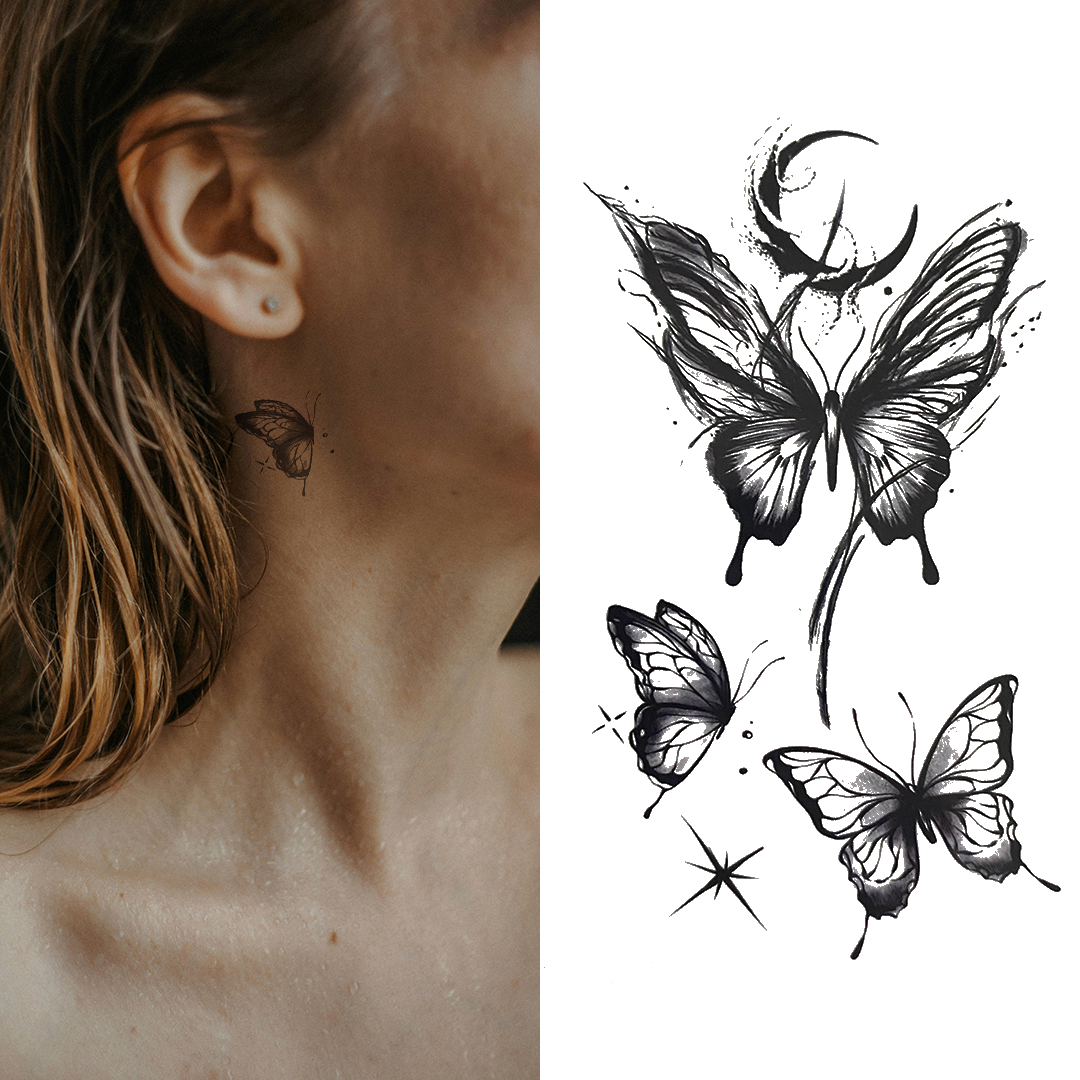 3 Elegant Butterflies - Temporary Tattoo