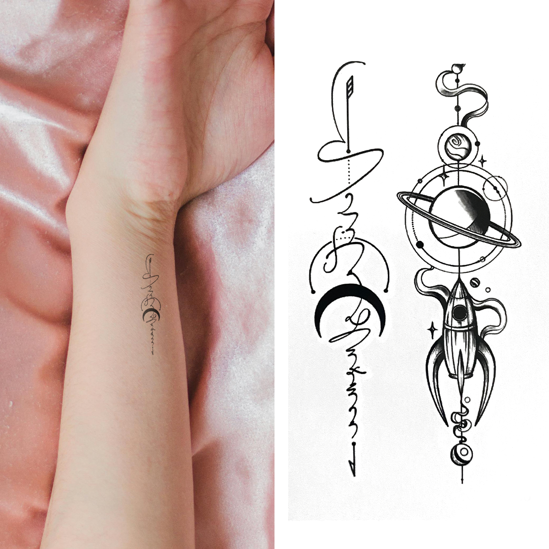 Two Space Totems - Temporary Tattoo