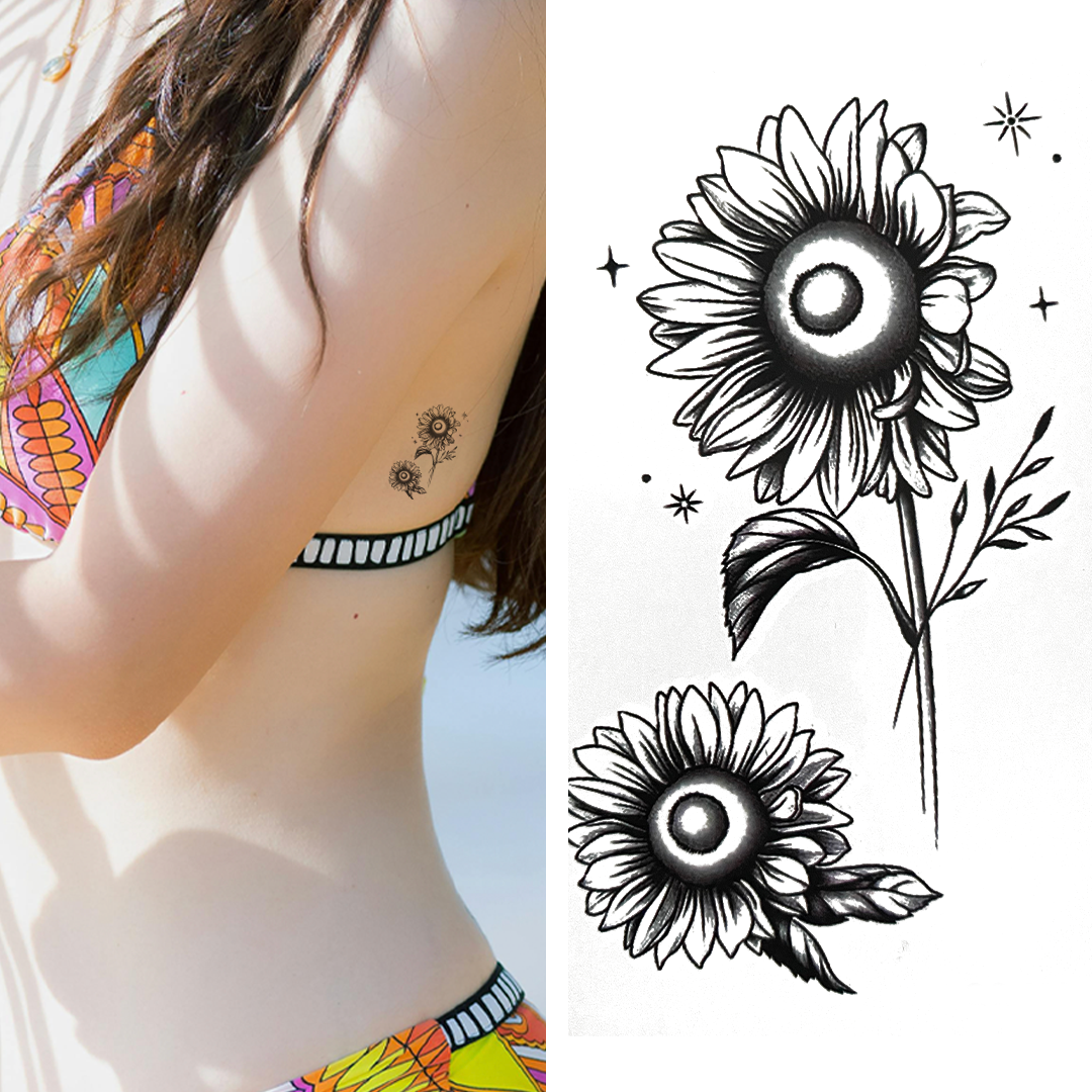 Two Sunflowers - Temporary Tattoo