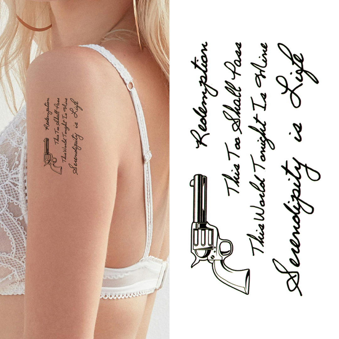 Script and Gun - Temporary Tattoo