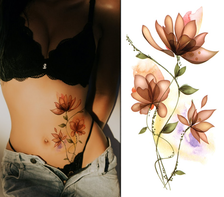 (Half Sleeve) Elegant Floral - Temporary Tattoo