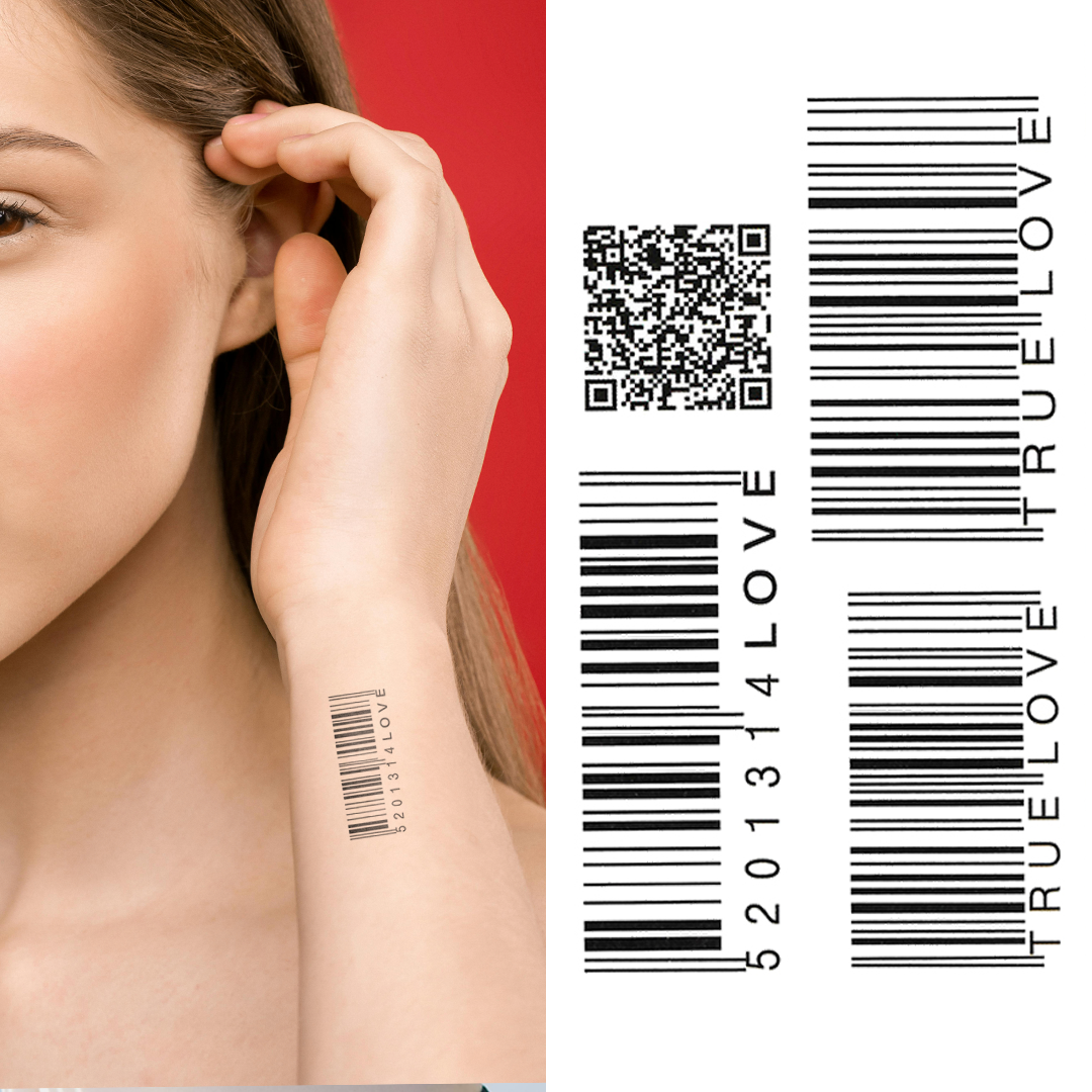 TRUELOVE Barcodes and QR Code - Temporary Tattoo