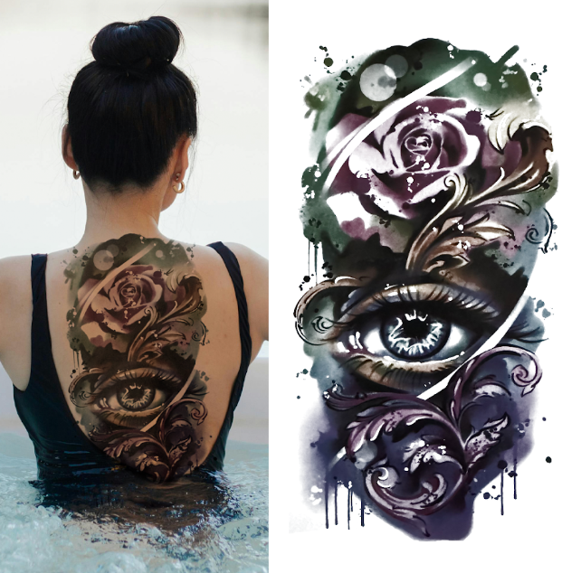(Half Sleeve) Roses & Eye Totem - Temporary Tattoo