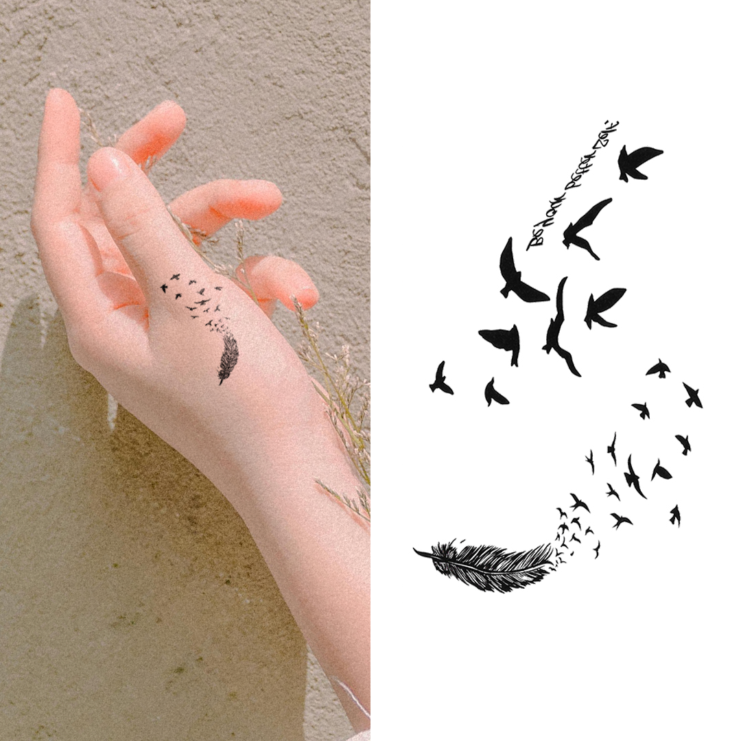 Small Birds & Feather Tattoo for Women – Easy to Apply & Remove | Temporary Tattoo