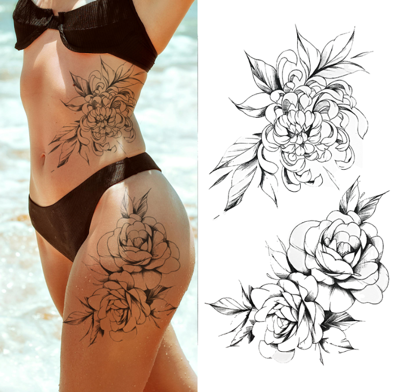 (Half Sleeve) Fierce Flowers - Temporary Tattoo