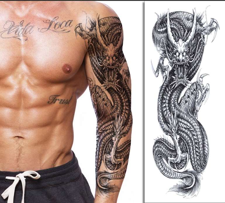 (Full Sleeve) The Dragon Serpent - Temporary Tattoo