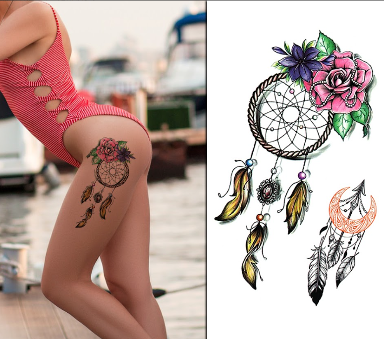 Half Sleeve Multicolour Mixed Dreamcatchers Tattoo for Women – Long Lasting | Temporary Tattoo