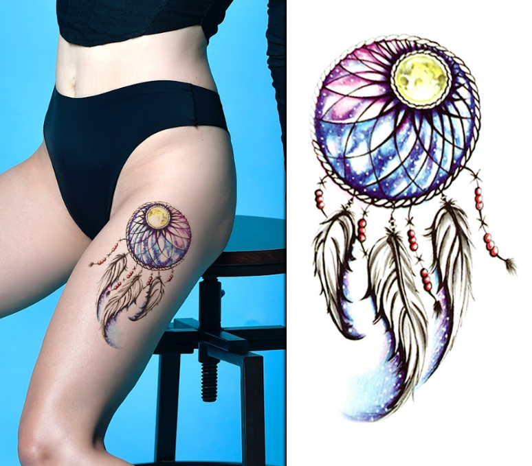 Half Sleeve Multicolour Enchanting Dreamcatcher Tattoo for Women – Durable & Skin Safe | Temporary Tattoo