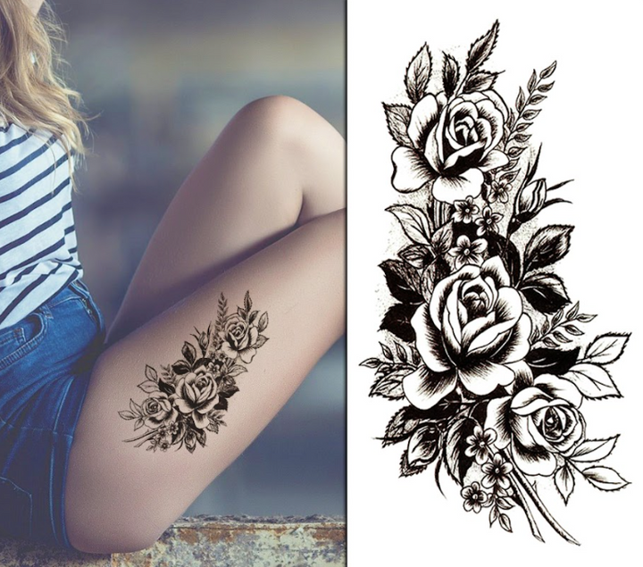 (Half Sleeve) Stylish Flower Totem - Temporary Tattoo