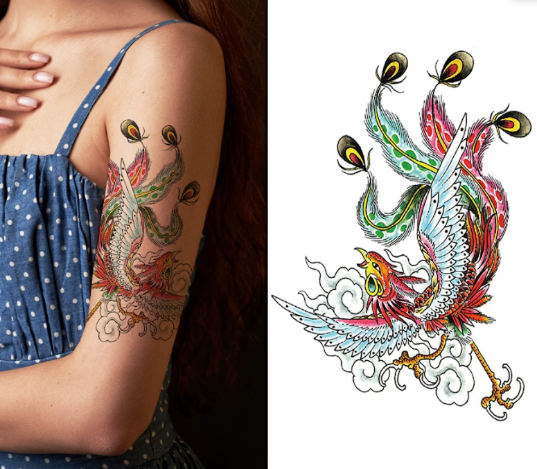 (Half Sleeve) Fantasy Chicken - Temporary Tattoo