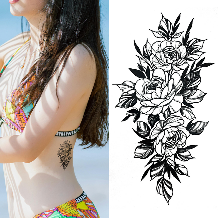 (Half Sleeve) Flowers v3 - Temporary Tattoo
