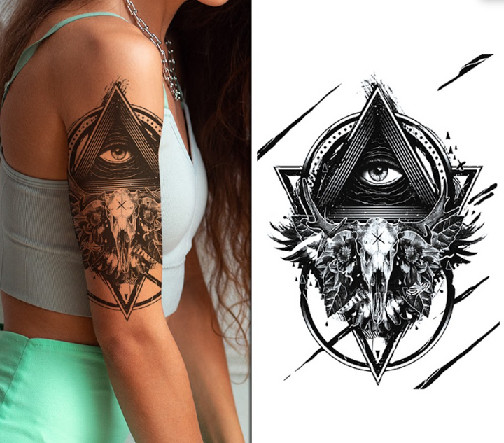 (Half Sleeve) Illuminati Eye - Temporary Tattoo